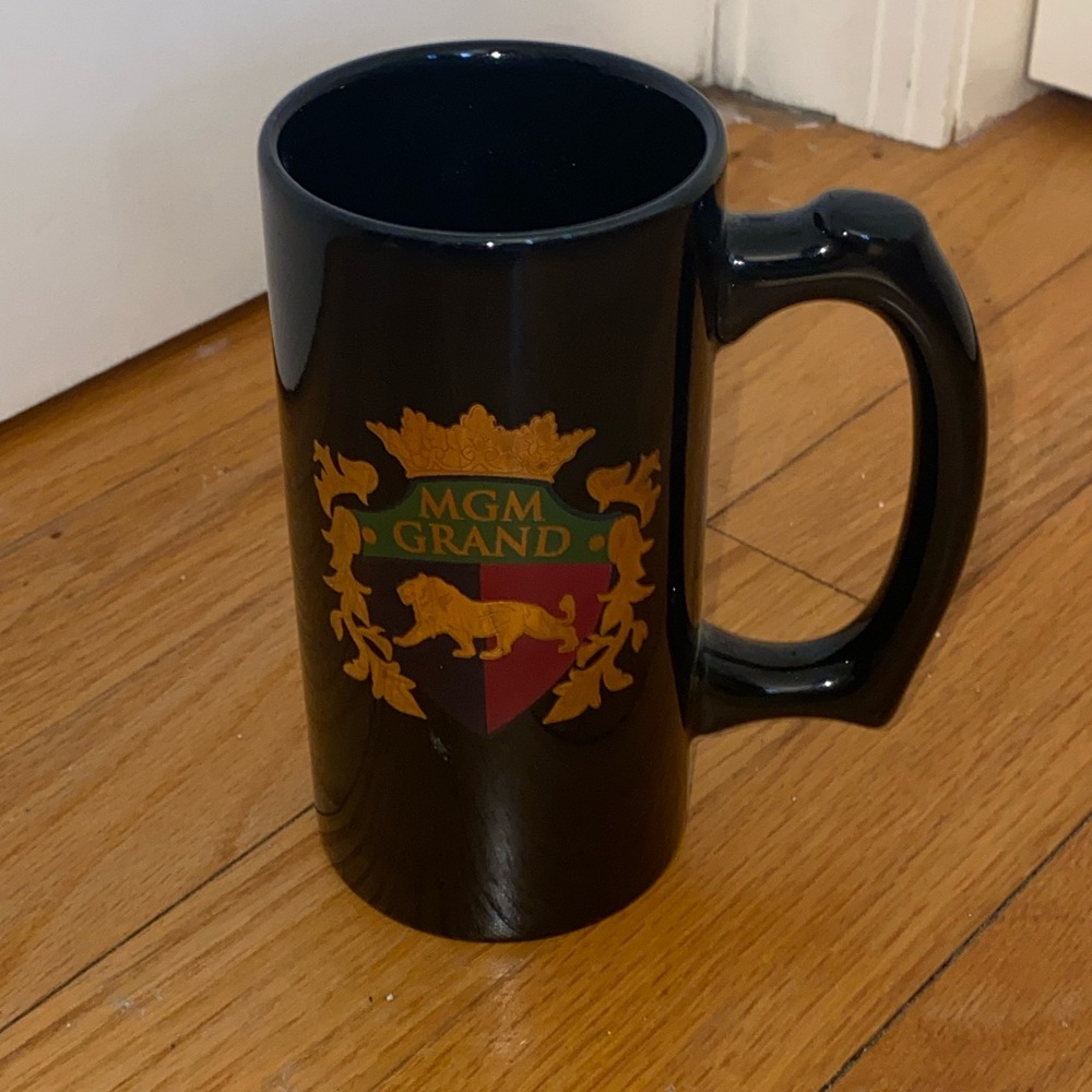 Vintage MGM Grand Black Ceramic Coffee Mug with Handle